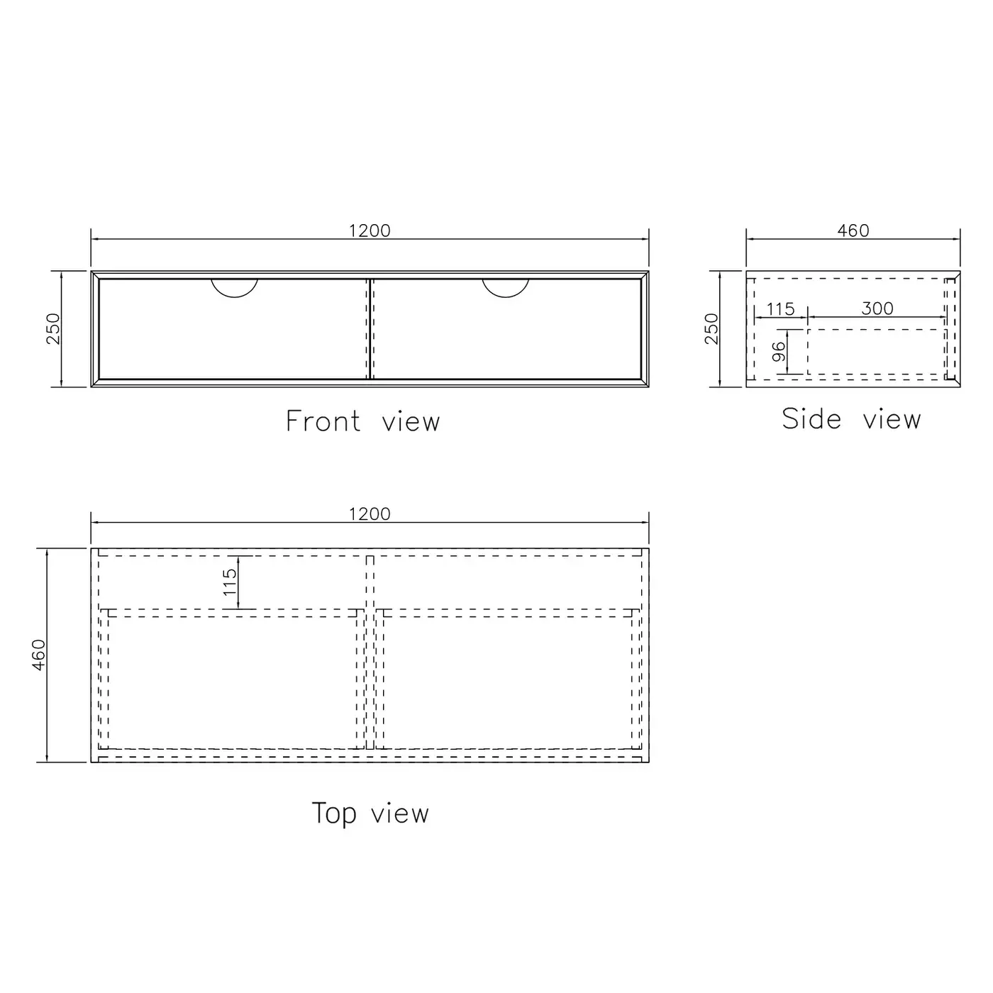 Moonlight 1200mm White Wall Hung Cabinet
