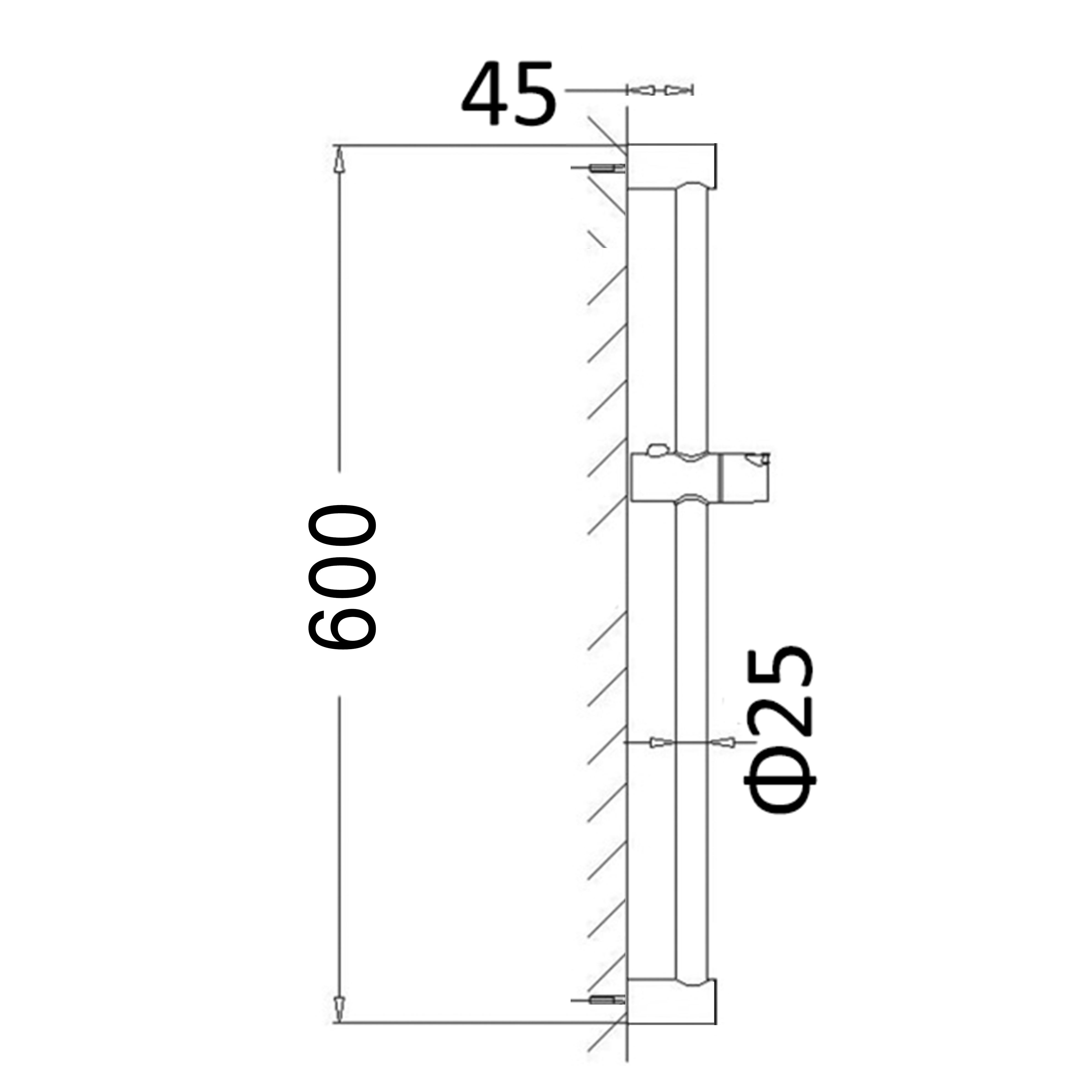 Pavia Chrome Shower Rail With Round Handheld Shower Piece