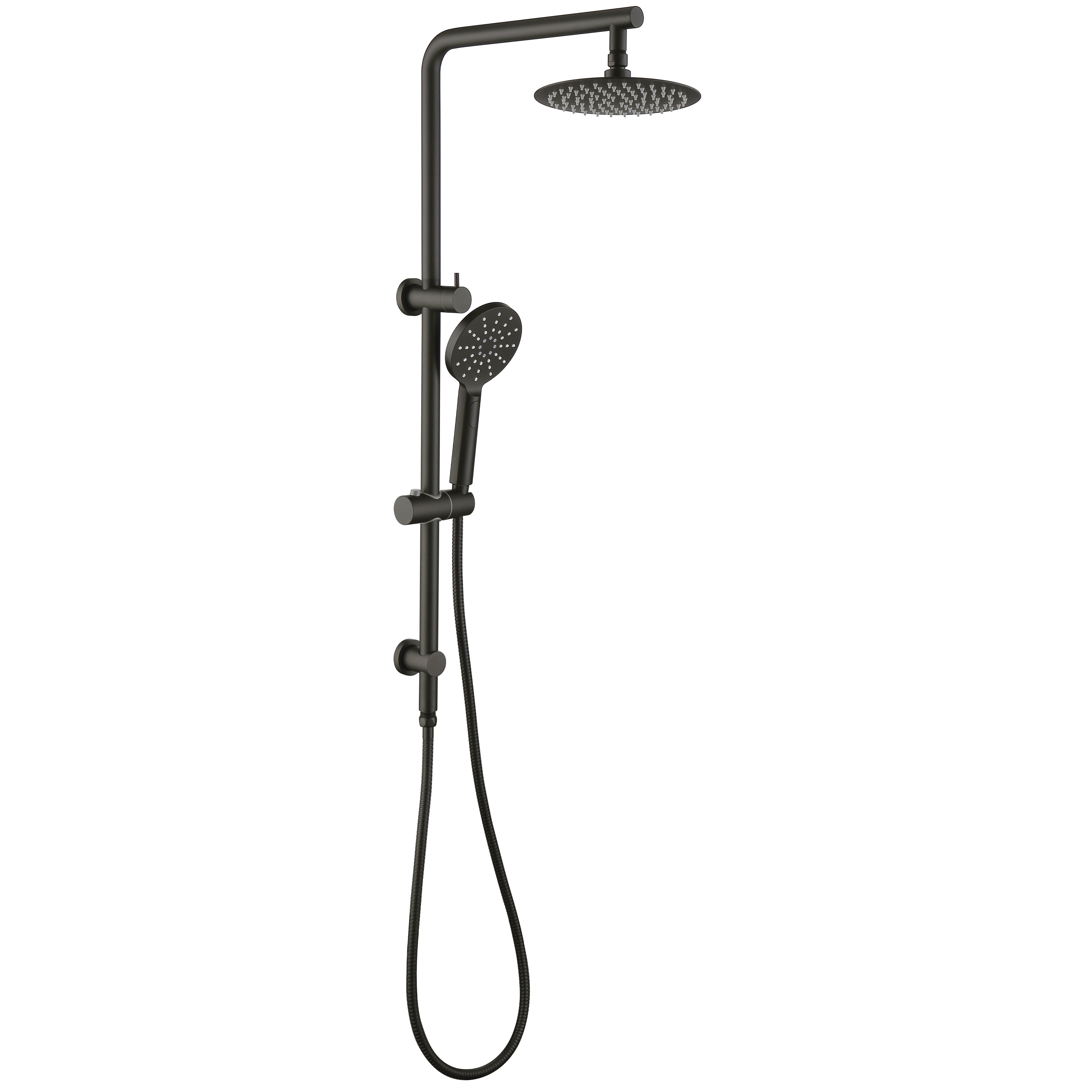 Pavia Twin Shower On Rail 250mm Shower Head Round Gunmetal