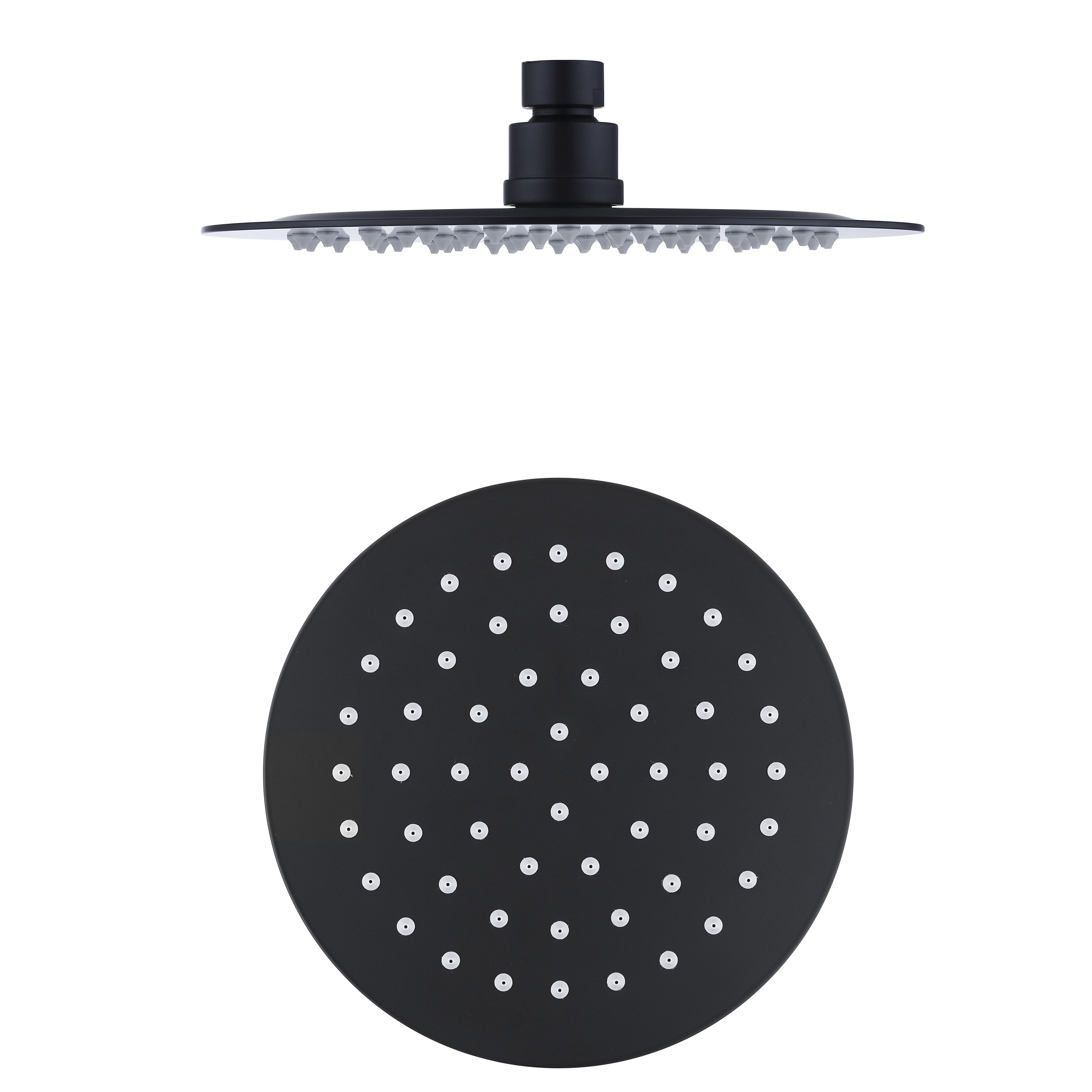 Pavia Twin Shower On Rail 250mm Shower Head Round Matte Black