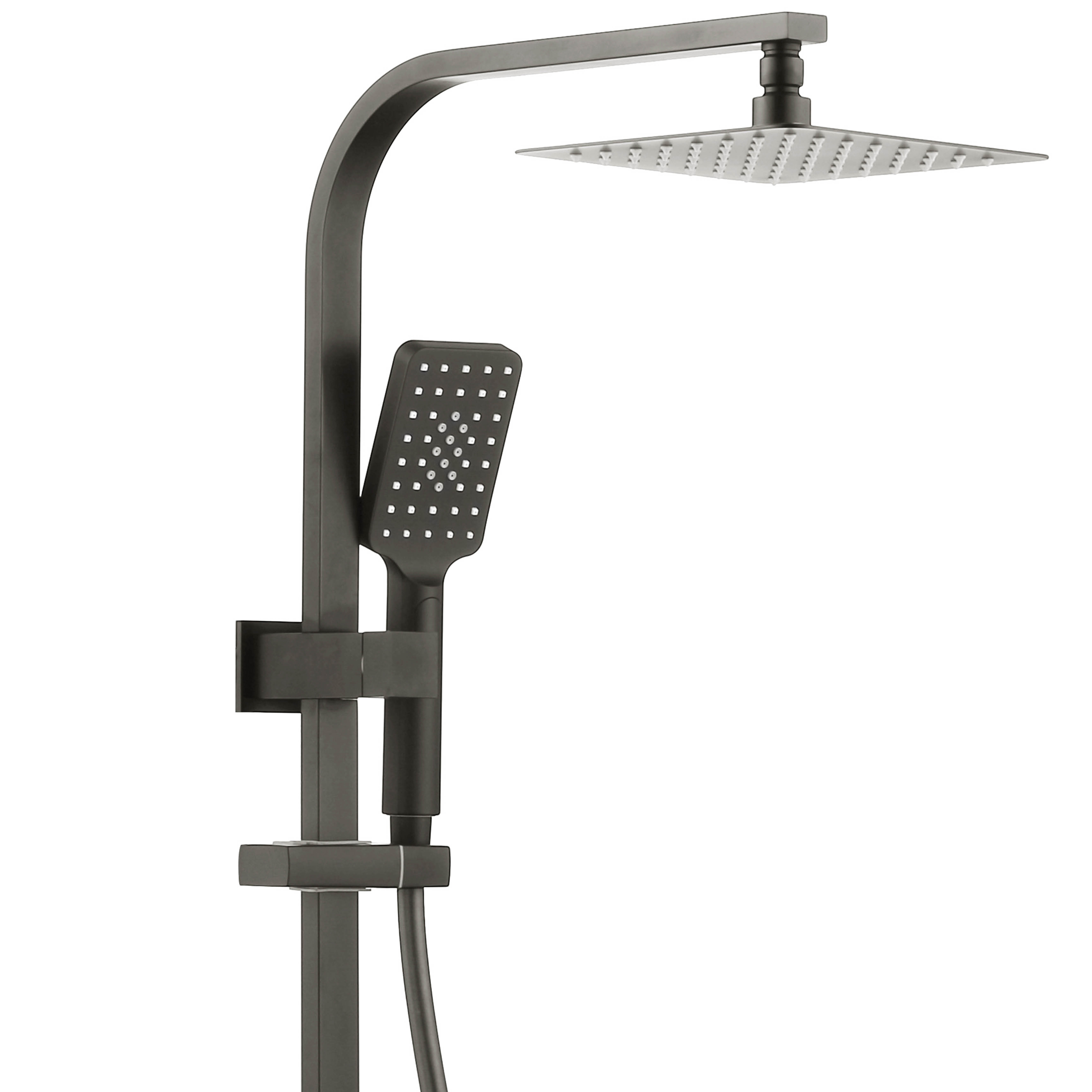 Taran 250mm Gun Metal Twin Shower On Rail Top Inlet Square