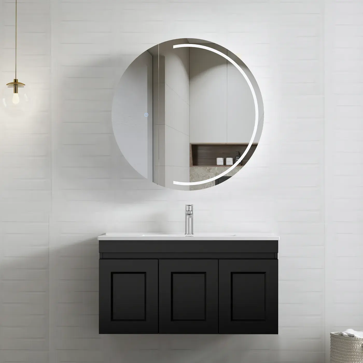 Hampton Mark II 900mm Satin Black Wall Hung Vanity