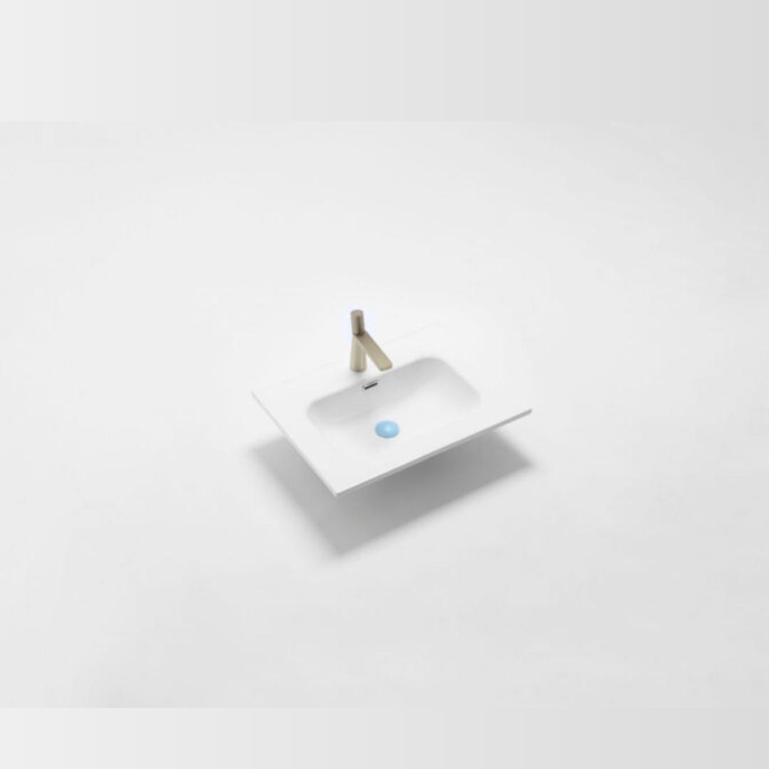 Eden 600mm Gloss White ceramic top with overflow