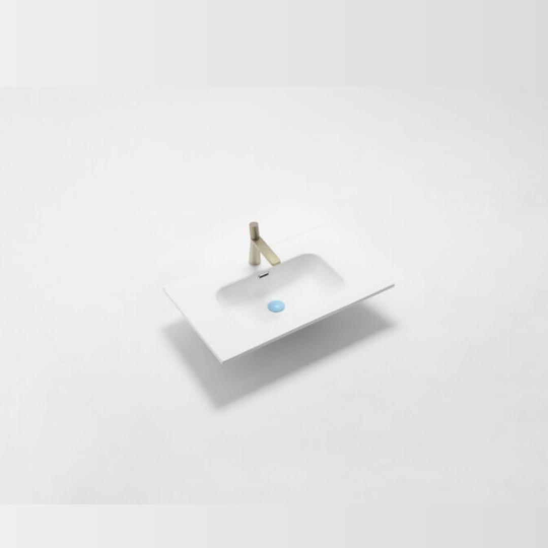 Eden 750mm Gloss White ceramic top with overflow