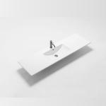 Riva Handy 1500mm single bowl Gloss White ceramic top with overflow
