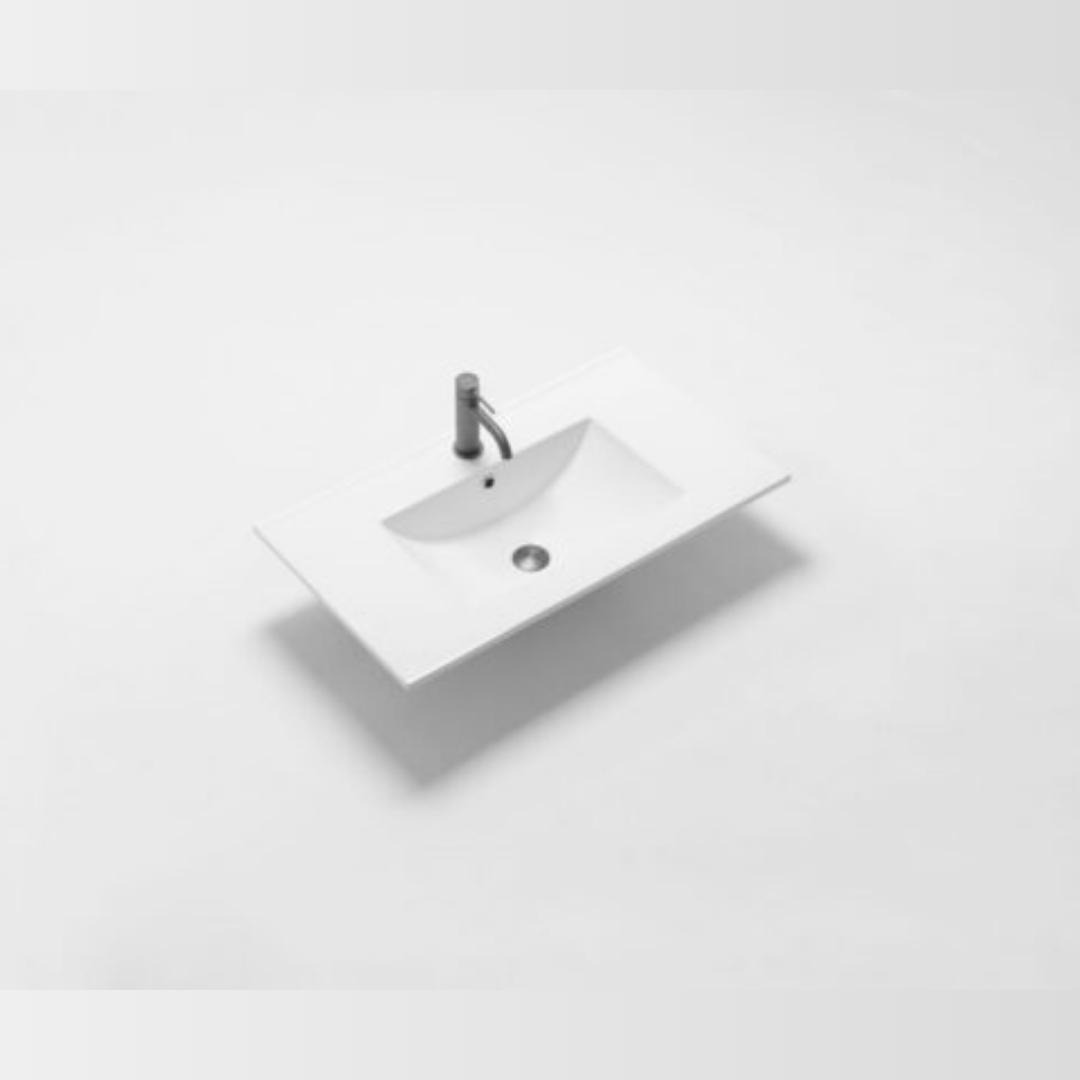Handy 750mm Gloss White ceramic top with overflow