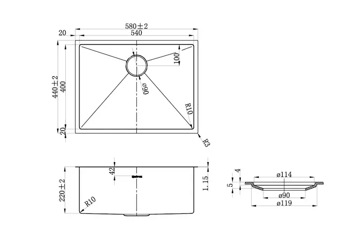 Axon Sink 58S 580x440x220