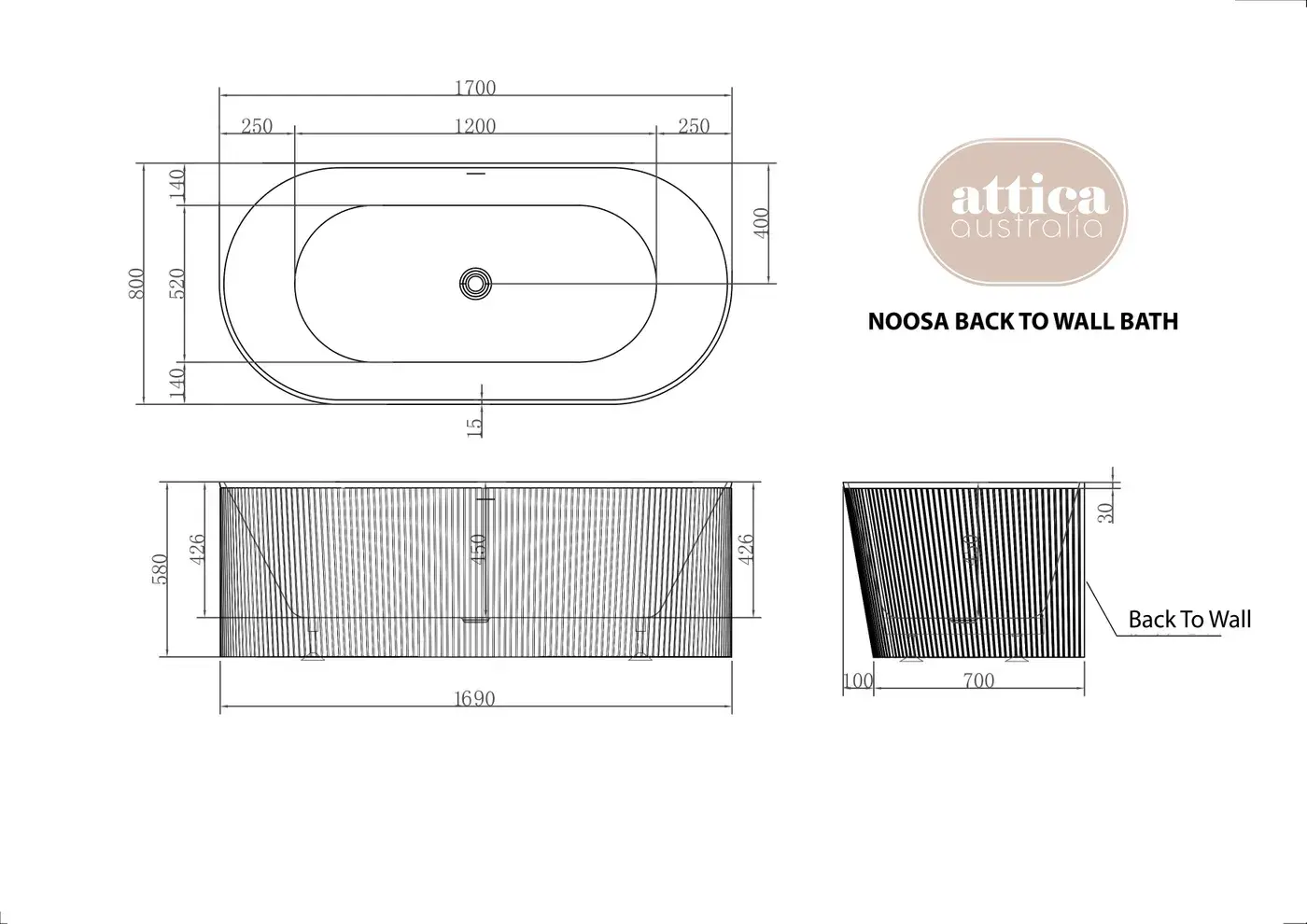 Attica Noosa Fluted BTW Multi-fit Bath