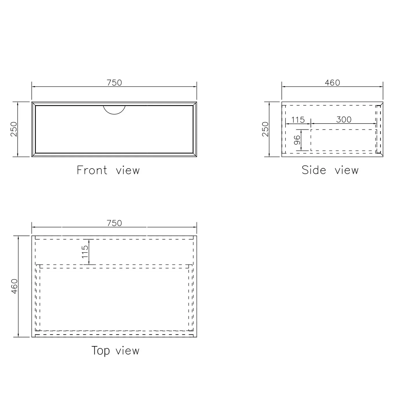 Moonlight 750mm White Wall Hung Cabinet